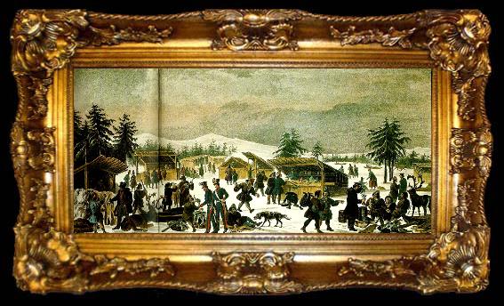 framed  daniel von hogguer folkliv pa en vintermarknad i lappmarken, ta009-2